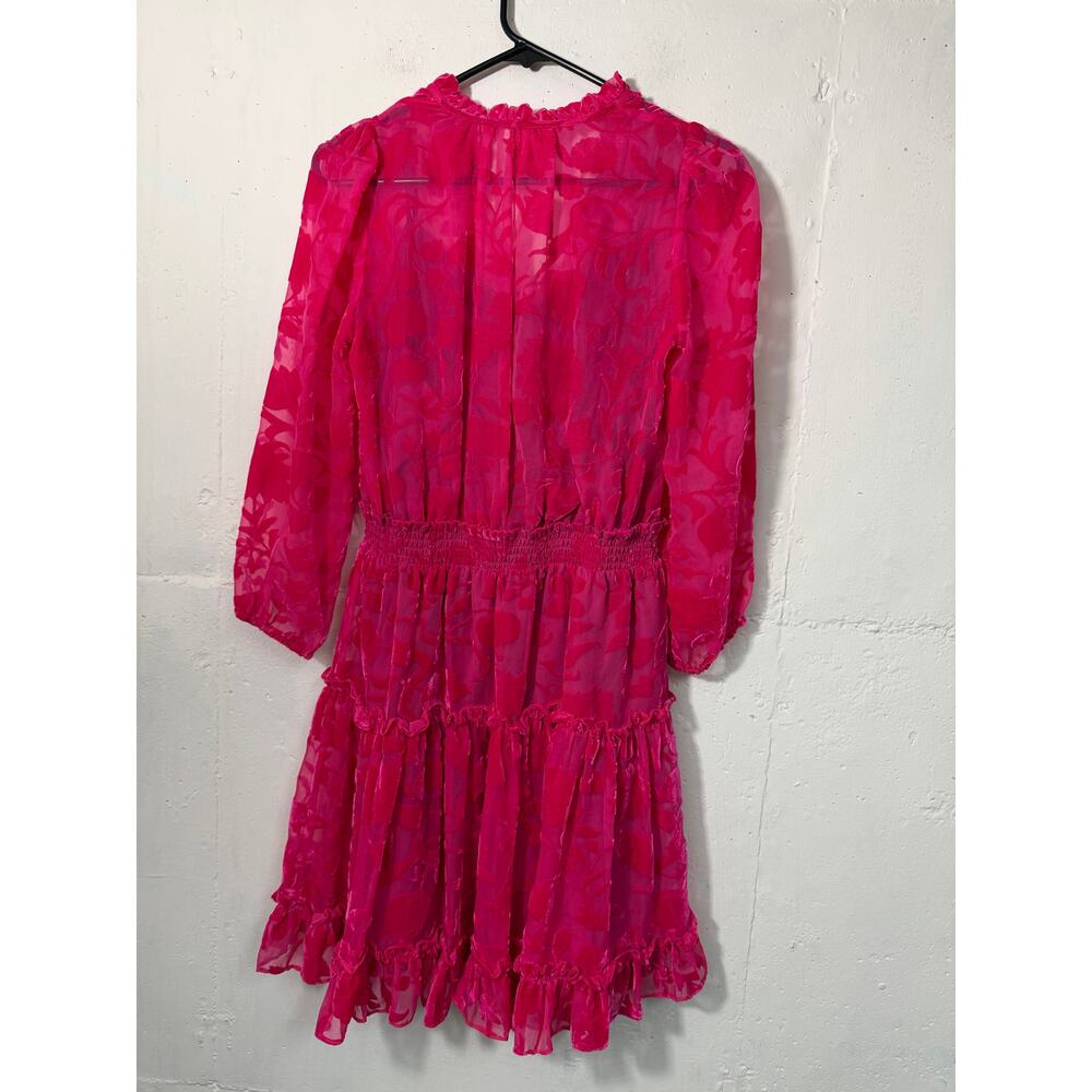 Shoshanna Arlene Tiered Velvet Burnout Mini Dress Size 4 Pink - Picture 8 of 10